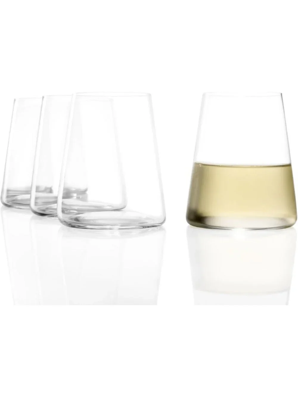 Elegant Crystal White Wine Tumblers, 13.5 oz, Set of 4 - Perfect for